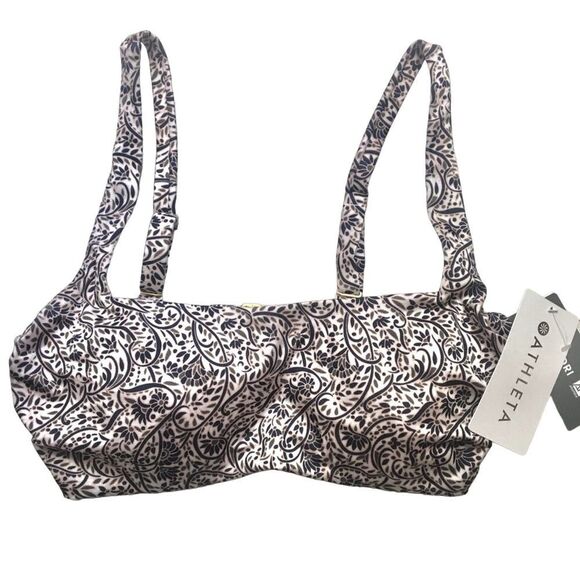 Athleta Aqualuxe Batik Bra-Sized Floral Mid Coverage Bikini Top 40B/C Adjustable - Picture 2 of 10